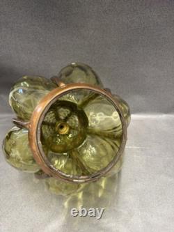 Art Nouveau Copper And Green Glass Lantern