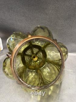 Art Nouveau Copper And Green Glass Lantern