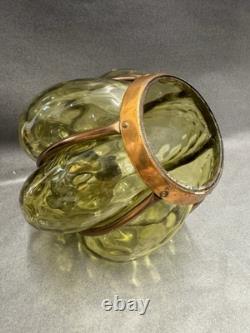 Art Nouveau Copper And Green Glass Lantern