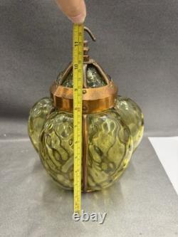 Art Nouveau Copper And Green Glass Lantern