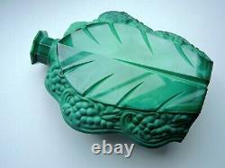 Art Nouveau Czech Bohemian Jade Green Art Glass decanter and 4 glasses