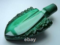 Art Nouveau Czech Bohemian Jade Green Art Glass decanter and 4 glasses