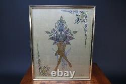 Art Nouveau / Deco Burlesque Fantasy Lady Prints Gold Foil Mid Century 1970s