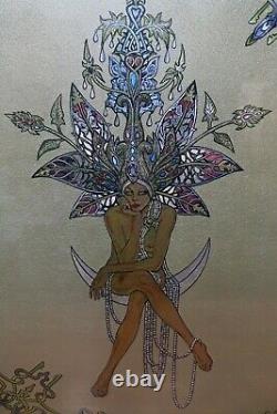 Art Nouveau / Deco Burlesque Fantasy Lady Prints Gold Foil Mid Century 1970s