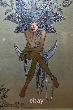 Art Nouveau / Deco Burlesque Fantasy Lady Prints Gold Foil Mid Century 1970s