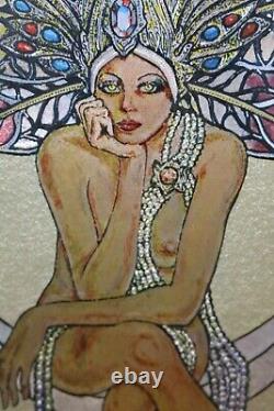 Art Nouveau / Deco Burlesque Fantasy Lady Prints Gold Foil Mid Century 1970s