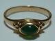 Art Nouveau Deco Green Glass / Stone Russian 14k 585 Gold Estate Ring Band Sz6.5