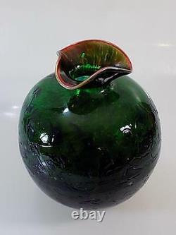 Art Nouveau Designer Vase Dickwandiges Glas Green Blue Type Glass Vintage 20. JHD