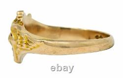 Art Nouveau Diamond Ruby 14 Karat Gold Winged Green Man Band Ring