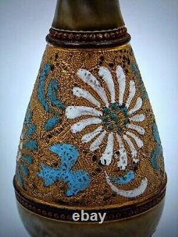 Art Nouveau Doulton Lambeth Slater Green Glazed & Gilt Painted Vase Circe 1900