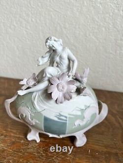 Art Nouveau E. A. Muller Corona Germany Lady On Top Of Egg