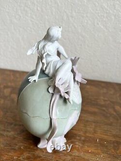 Art Nouveau E. A. Muller Corona Germany Lady On Top Of Egg