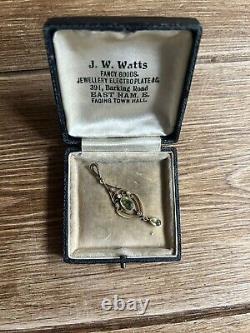 Art Nouveau Edwardian 15ct Peridot And Half Seed Pearl Pendant Circa 1900