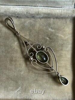 Art Nouveau Edwardian 15ct Peridot And Half Seed Pearl Pendant Circa 1900