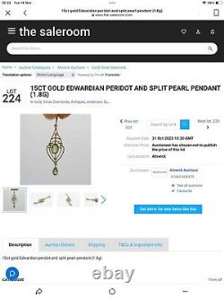 Art Nouveau Edwardian 15ct Peridot And Half Seed Pearl Pendant Circa 1900