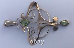 Art Nouveau Edwardian Peridot 9ct Gold Antique Pendant Antique Peridot Pendant