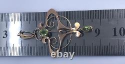 Art Nouveau Edwardian Peridot 9ct Gold Antique Pendant Antique Peridot Pendant