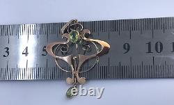 Art Nouveau Edwardian Peridot 9ct Gold Antique Pendant Antique Peridot Pendant