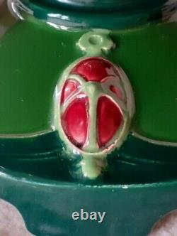 Art Nouveau Eichwald Green Glazed Majolica Pedestal Bowl 7766