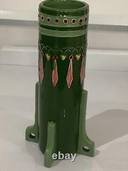 Art Nouveau Eichwald Pottery Green Glazed Rocket Flower Vase