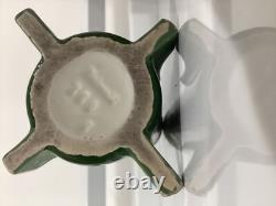 Art Nouveau Eichwald Pottery Green Glazed Rocket Flower Vase good condition