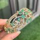 Art Nouveau Emerald & Diamond Women's Bangle Bracelet 18k Yellow Gold Over 7.5