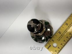 Art Nouveau Emerald Green Glass Overlay Bottle Marked Sterling Deposit