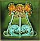 Art Nouveau Fireplace Majolica Tile Green Triple Floral T&r Boote Ltd C1900