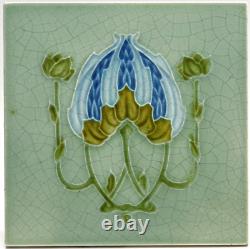 Art Nouveau Fireplace Tile Green Floral Majolica New Birch Tile Co Ltd C1905