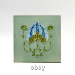 Art Nouveau Fireplace Tile Green Floral Majolica New Birch Tile Co Ltd C1905