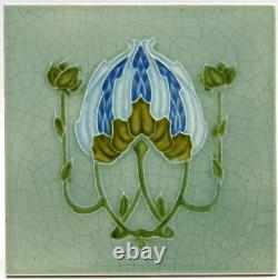 Art Nouveau Fireplace Tile Green Floral Majolica New Birch Tile Co Ltd C1905 AE1