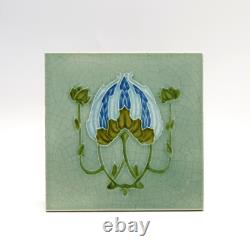 Art Nouveau Fireplace Tile Green Floral Majolica New Birch Tile Co Ltd C1905 AE1