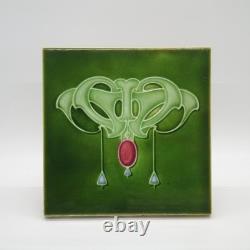 Art Nouveau Fireplace Tile Green Jewels Majolica T & R Boote C1900 AE1