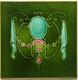 Art Nouveau Fireplace Tile Green Majolica Jewels Design By T & R Boote C1895 Ae3