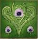 Art Nouveau Fireplace Tile Green Peacock Tail Design By T & R Boote C1905