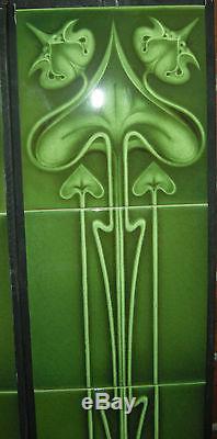 Art Nouveau Fireplace Tile Set 2 X 5 Tile Panels An25 Green Gas / Decorative