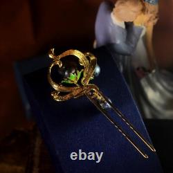 Art Nouveau Floral Green Hair Comb Black Baroque Pearl QD12