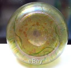 Art Nouveau Fritz Heckert Loetz Style Silberband Hot Decorated Green Glass Vase