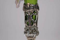 Art Nouveau Glass Jack In The Pulpit Vase and Silver Plated Holder Circa 1890