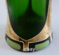 Art Nouveau Glass Vase Gold Enamel Painting Um 1900 Large 31,5 CM