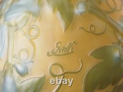 Art Nouveau Glass Vase Green & Orange Cameo Glass In The Emile Gallé Style