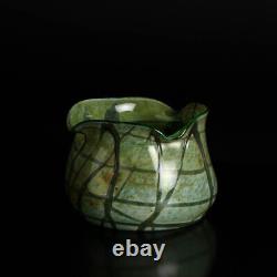 Art Nouveau Glass Vase Green Patterned Jan Zeman Czechia