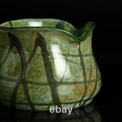 Art Nouveau Glass Vase Green Patterned Jan Zeman Czechia