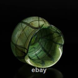 Art Nouveau Glass Vase Green Patterned Jan Zeman Czechia