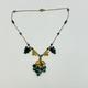 Art Nouveau Gold Tone Green Glass Grapes Necklace