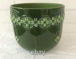 Art Nouveau Green Antique EICHWALD pottery c 1900 Jardiniere pot Bohemian Deco