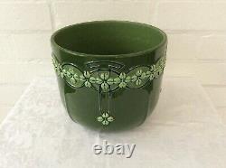 Art Nouveau Green Antique EICHWALD pottery c 1900 Jardiniere pot Bohemian Deco