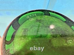 Art Nouveau Green Art Glass 10 Vase, Sterling Silver Overlay