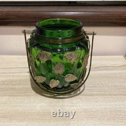 Art Nouveau Green Cookie Jar Without The Lid vintage 1950