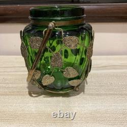 Art Nouveau Green Cookie Jar Without The Lid vintage 1950